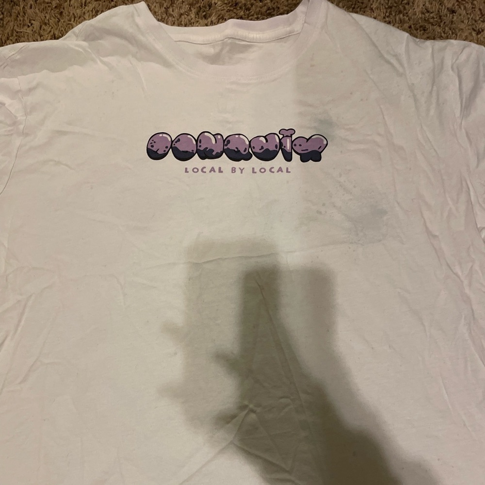 white n purple shirt
